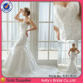 High class quality shoulder strap design & appliqued lace zhenyuan mermaid wedding dress